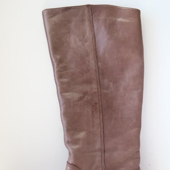 Via Uno With Vibram Sole Brown / Taupe Leather Knee-length Riding Boots - Picture 9 of 10